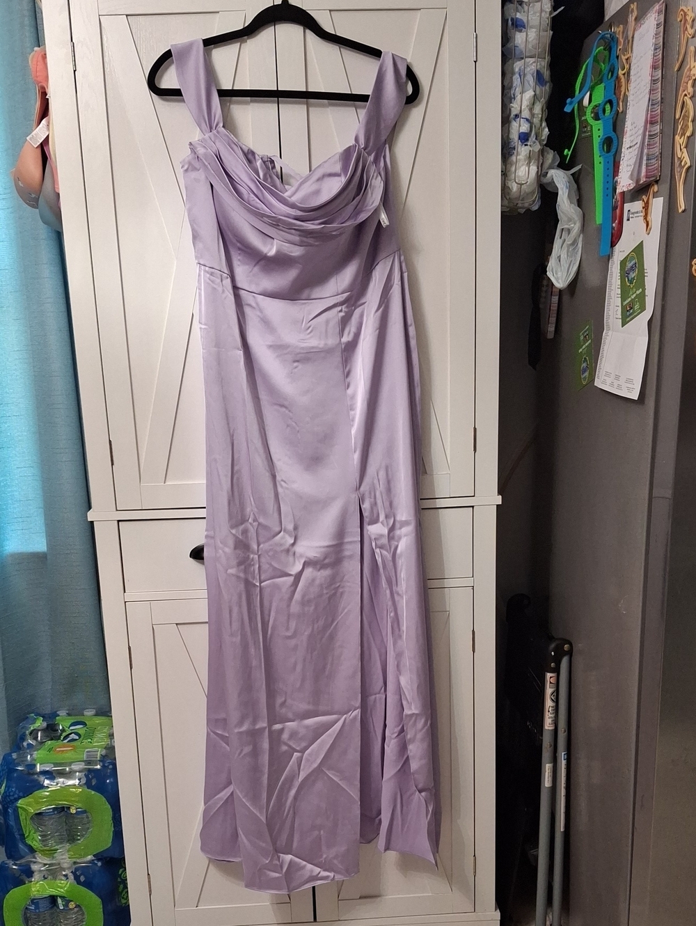 Ever Pretty Lavender Satin Cowl Neck Maxi Dress
